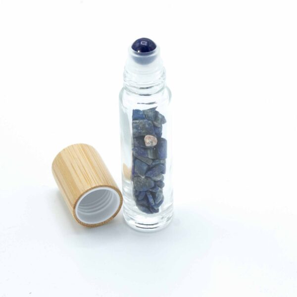 Second image of Botella de rodillo de aceite esencial de piedras preciosas - Sodalita - Tapa de madera