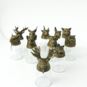 Conjunto de regalo de 12 vasos de chupito Bottom Up (25ml) - Bosque y Criaturas Místicas - Bronce Antiguo