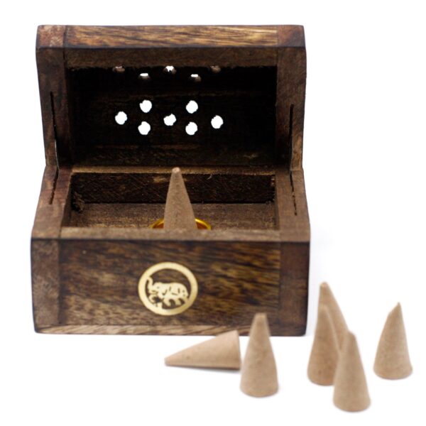Second image of Mini Incense Cone Smoke Box - Mango Wood
