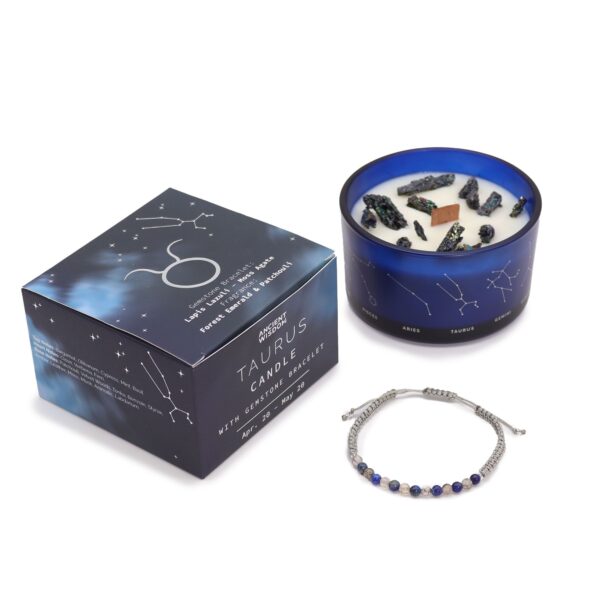 Second image of Vela de Cristal del Zodiaco con Pulsera de Piedras Preciosas - Tauro