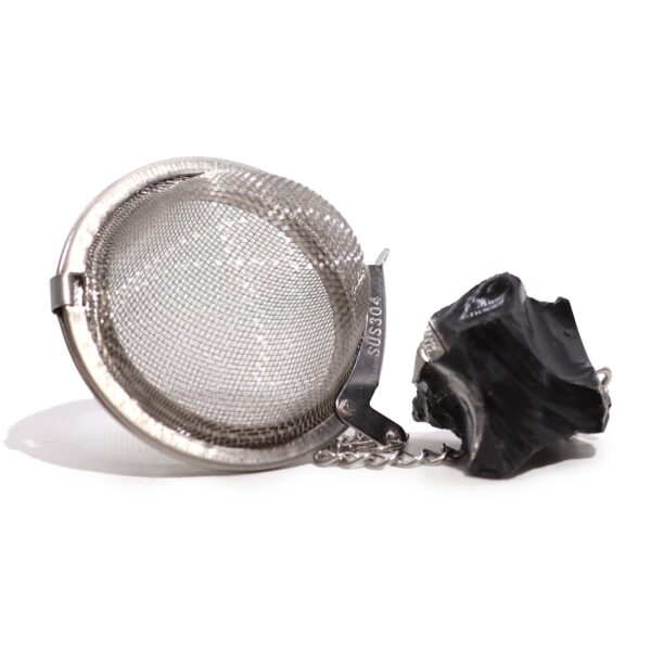 Second image of Colador de té de piedras preciosas de cristal crudo - Obsidiana negra