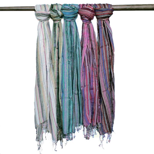 Second image of Bufandas indias bohemias - 50x180cm - Colores aleatorios con hilo dorado
