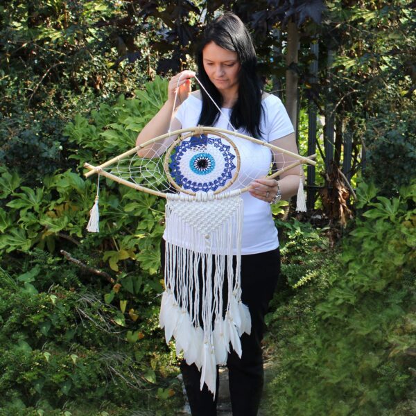 Atrapasueños - Lrg Macramé Mal de Ojo Azul / Blanco / Negro