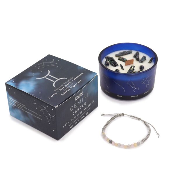 Second image of Vela de Cristal del Zodiaco con Pulsera de Piedras Preciosas - Géminis