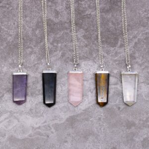 Colgante plano con piedras preciosas - Amatista