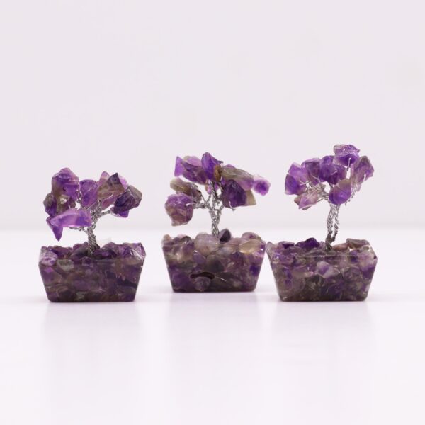 Second image of Mini árbol de piedras preciosas sobre base de orgonita - Amatista (15 piedras)
