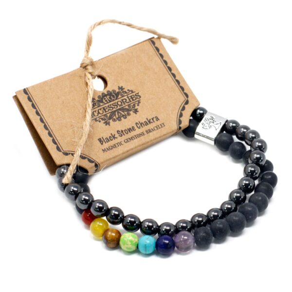 Second image of Pulsera de Piedras Preciosas Magnéticas - Chakra Piedra Negra