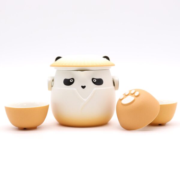 Second image of Juego de tetera Panda y tres tazas - Naranja