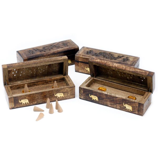 Second image of Incense Cone Smoke Box 6" - Mango Wood
