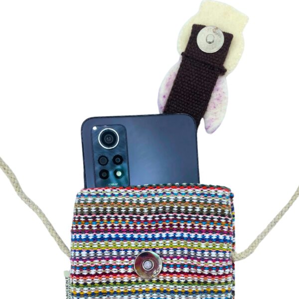 Second image of Bolso Porta Teléfono con Rayas Rosas - Decorado con conejo