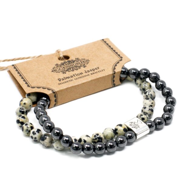 Second image of Pulsera de Piedras Preciosas Magnéticas - Jaspe Dálmata