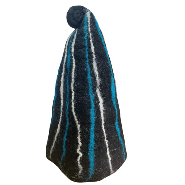 Second image of Sombrero de mago de sauna de fieltro - Rayas negras y azules