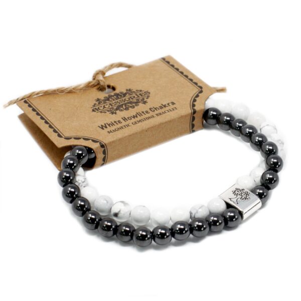 Second image of Pulsera de Piedras Preciosas Magnéticas - Chakra Howlita Blanco