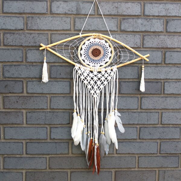 Second image of Atrapasueños - Med Macramé Eye Blanco / Gris / Marrón