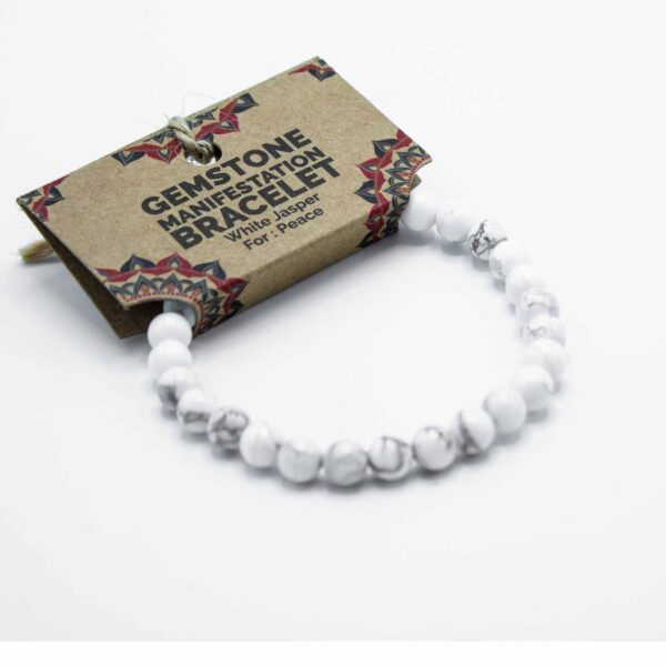 Second image of Pulsera de Manifestación de Piedras Preciosas - Jaspe Blanco - Paz