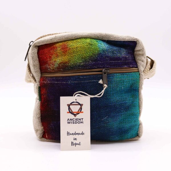 Bolso bandolera de cáñamo teñido con 1 cremallera