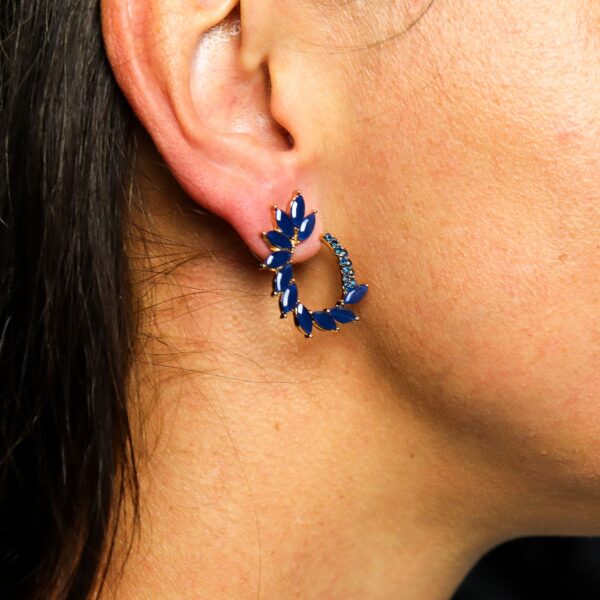Second image of Pendientes de Cristal Vintage - Aro - Azul