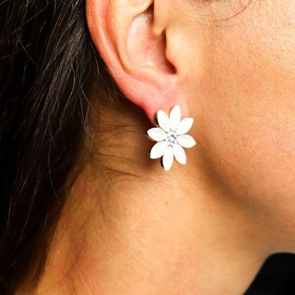 Second image of Pendientes de Cristal Vintage - Flores - Perla