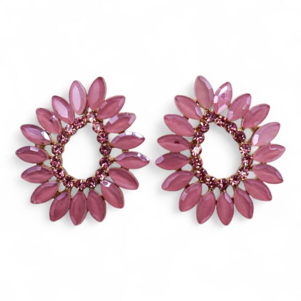 Second image of Pendientes de Cristal Vintage - Aro - Cuarzo Rosa