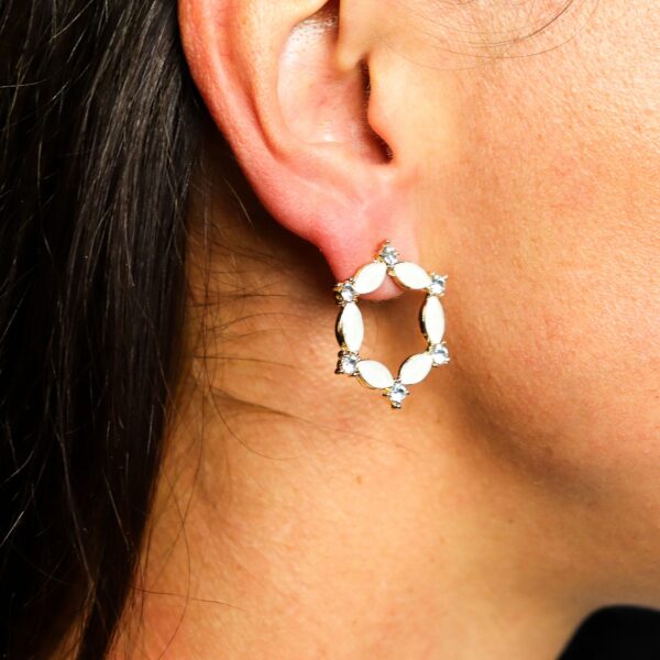 Pendientes de Cristal Vintage - Aro - Perla