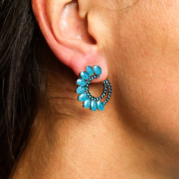 Second image of Pendientes de Cristal Vintage - Aro - Verde Turquesa