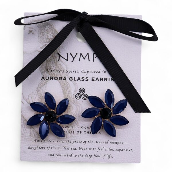 Pendientes de Cristal Vintage - Flores - Azul