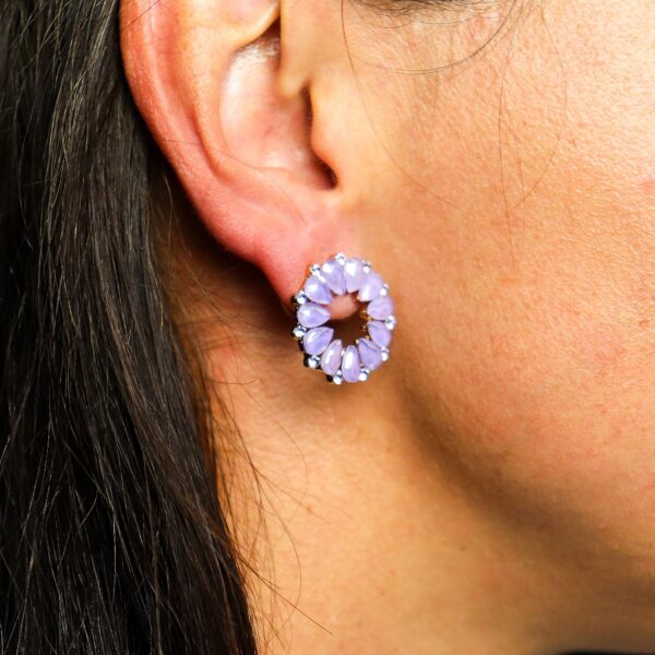 Second image of Pendientes de Cristal Vintage - Aro - Lavanda