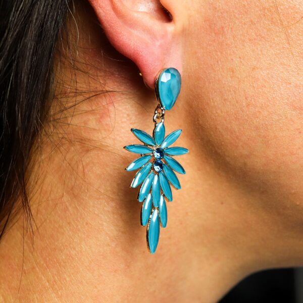 Second image of Pendientes de Cristal Vintage - Largo - Verde Turquesa