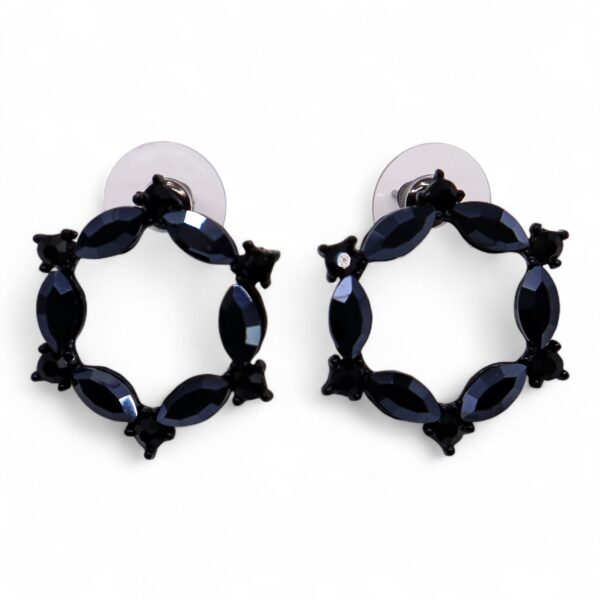 Second image of Pendientes de Cristal Vintage - Aro - Negro Azabache