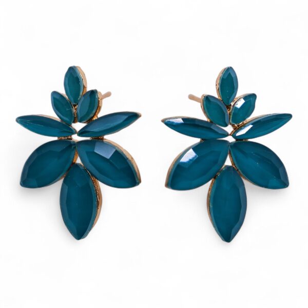 Second image of Pendientes de Cristal Vintage - Flores - Verde Turquesa