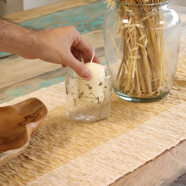 Second image of Portavelas recto de Vidrio floral natural - Margarita  - (8x8 cm)