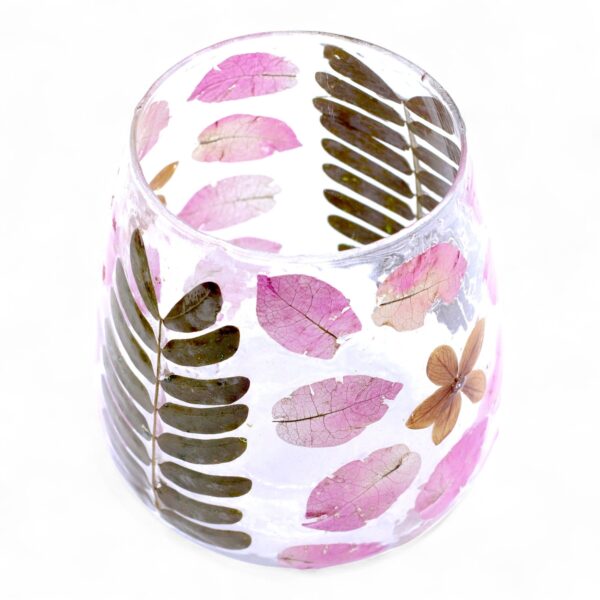 Portavelas de Vidrio floral natural - Jarrón - Primavera (12x11cm)