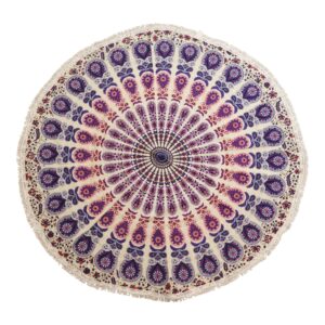 Pequeño Mandala Redondo de Algodón (130 cm) - Púrpuras del pavo real