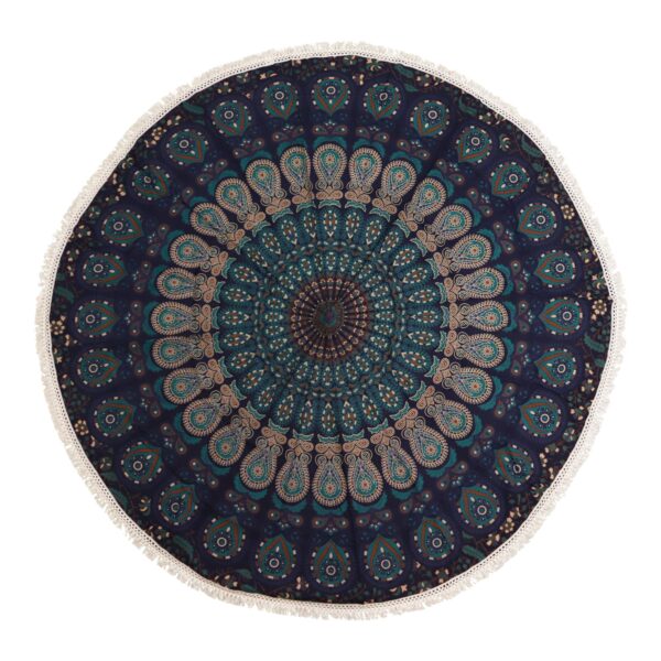 Pequeño Mandala Roundie de algodón (130 cm) - Azules de pavo real