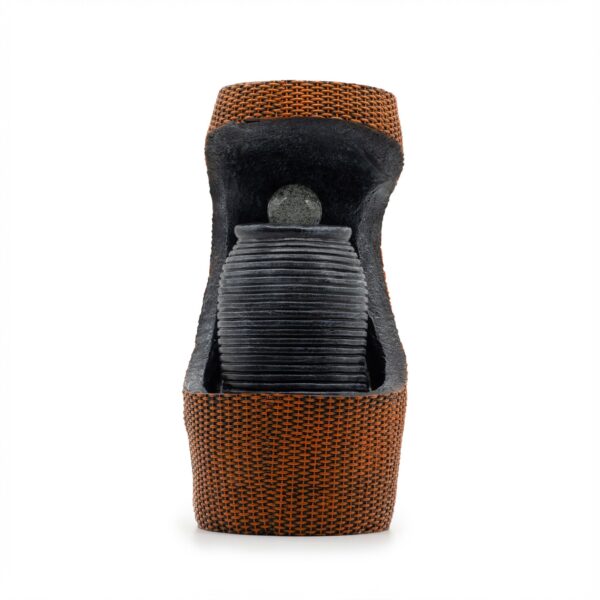 Second image of Gran fuente de agua - 24x22x48 cm - Bola de cristal que cambia de color en una urna griega dentro de una cesta