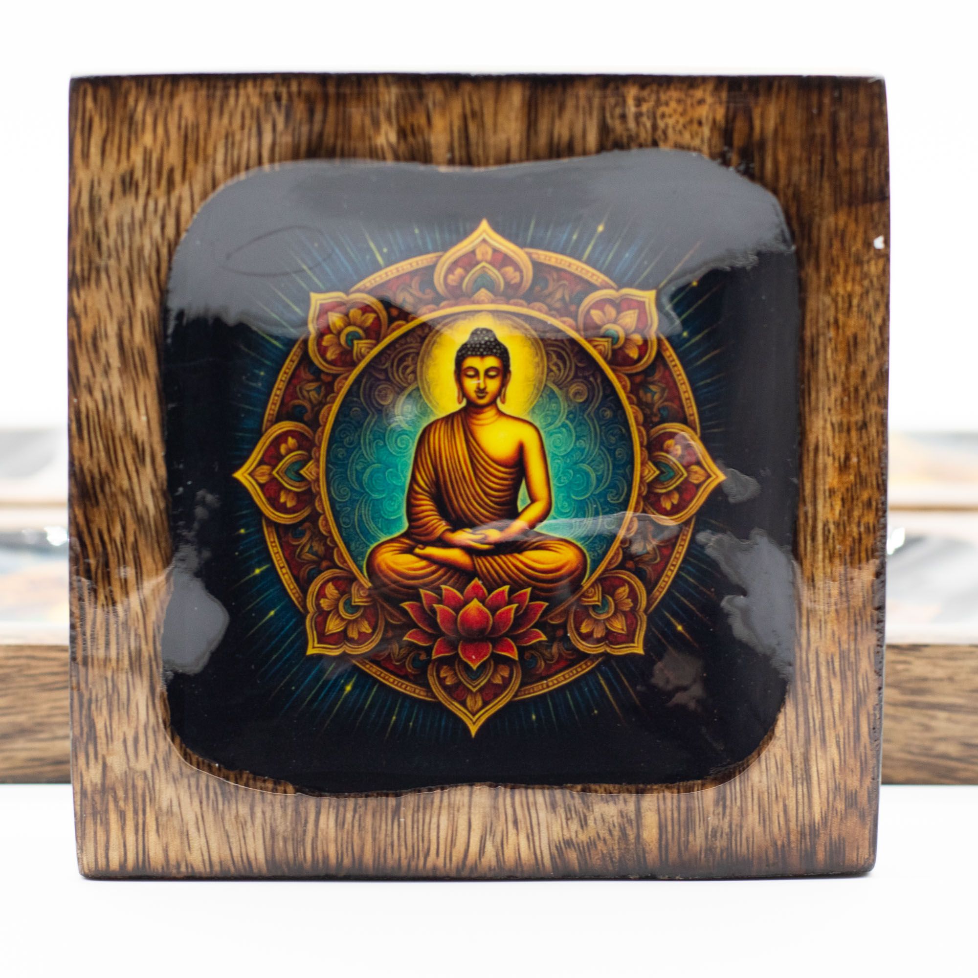 Grande Conjunto de bandejas esmaltadas de mango - Buda - Imagen 3