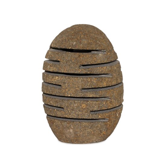 Portavelas de piedra de río natural - Tallado en piedra en posición vertical (10x13x22 cm)