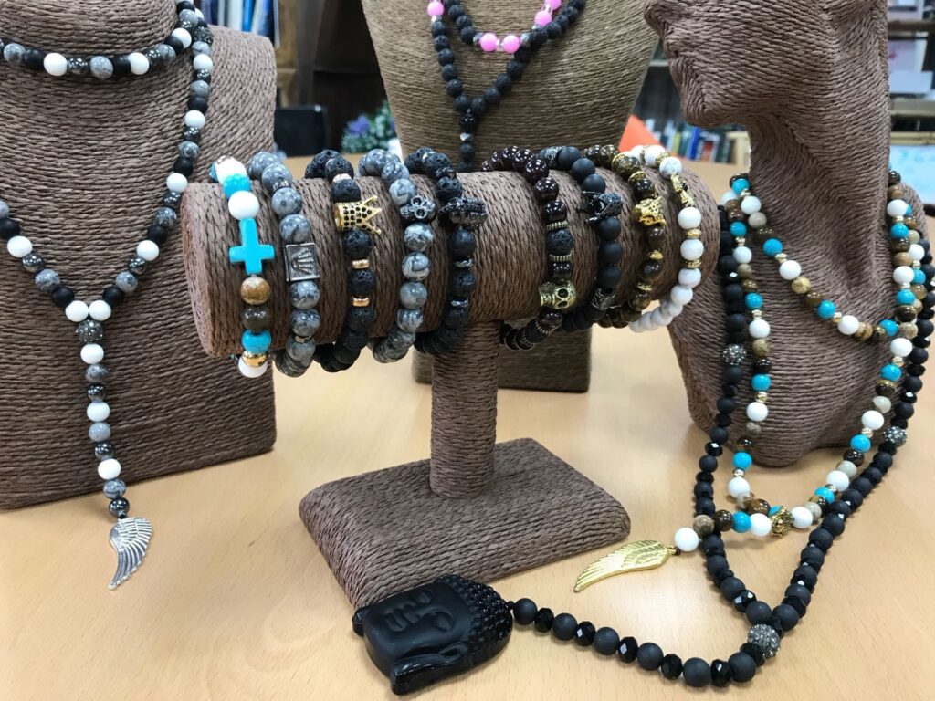 Corona Lingotes / gris ágata - Pulsera de piedras preciosas