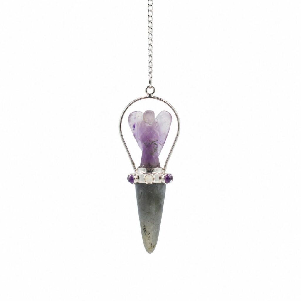 Veilwalker - Péndulo de ángel de dos piezas - Pulsera de chakras - Labradorita y amatista