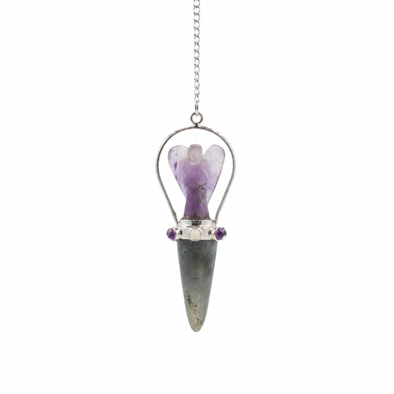 Veilwalker - Péndulo de ángel de dos piezas - Pulsera de chakras - Labradorita y amatista